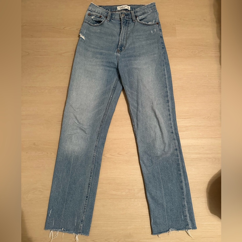 Abercrombie & Fitch Ankle Straight Ultra High Rise Curve Love Blue Jeans